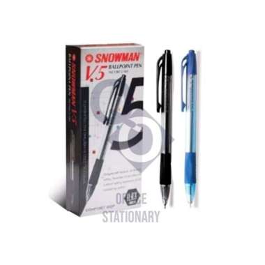 Pulpen Bolpen Snowman V5 1 Gross 12 Lusin Hitam