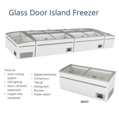 Gea VANDA-250IC BODY Glass Door Island Freezer Freezer U/ Supermarket