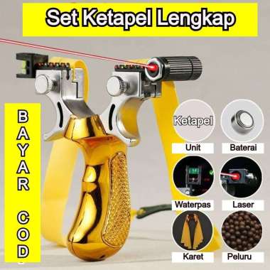 SYQT Set Ketapel Lengkap Laser Waterpass Karet Laser 200 Butir Peluru Gotri