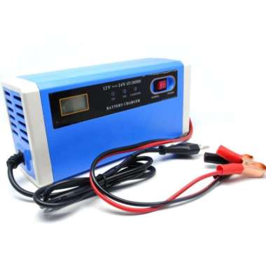 Charger Aki 12 Volt - 24 Volt 10 Ampera Charger Aki Mobil Motor Portable Intelligent Chip LCD - UD21