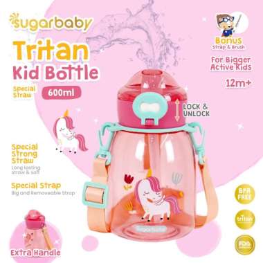 Sugarbaby Tritan Kid Bottle Special Straw 600ml Botol Air Minum Anak Pink Unicorn