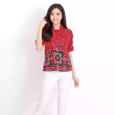 EF579 BLOUSE BATIK// BLOUSE BATIK MODERN// BATIK MODERN WANITA/BATIK KANTOR/ BATIK INDONESIA ORANGE