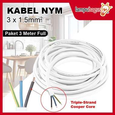 Kabel Listrik Tembaga NYM 3x1.5mm / Kabel Listrik Tembaga Asli 3M SNI