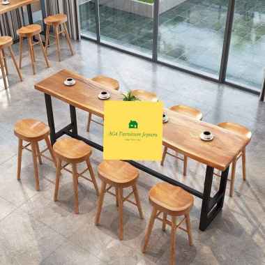 Set Kursi Mini Bar Modern Industrial 8 Kursi Warna Natural