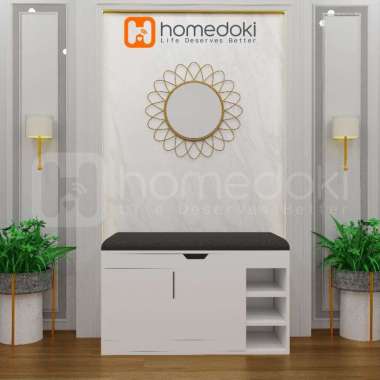 Homedoki Lemari Sepatu Kayu Minimalis/Organizer Sepatu/ Lemari Sepatu Putih / Rak Sepatu / Lemari Se