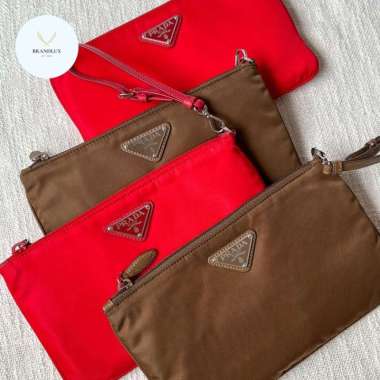 Prada nylon pouch brown red - 100% Authentic - Brown Red