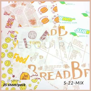 Kertas Roti 25 Pcs / Korean Bento Cake Baking Paper / S-22 Mix