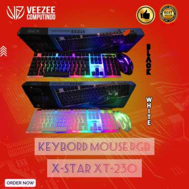 Keyboard Mouse RGB Rainbow Gaming look RGB X-STAR XT230 New Putih