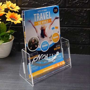 Tempat Brosur Akrilik / Display Brosur Acrylic / Rak Brosur Uk. A4 Knock Down