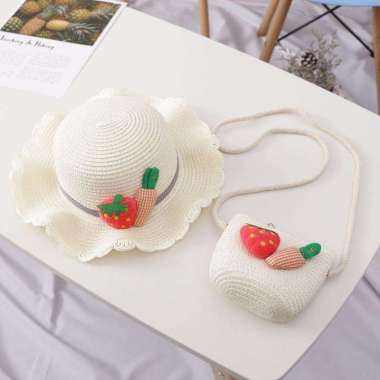VERISH topipantaibdg - ST021 Topi pantai anak jerami lucu topi jerami anak anak topi jerami wanita /
