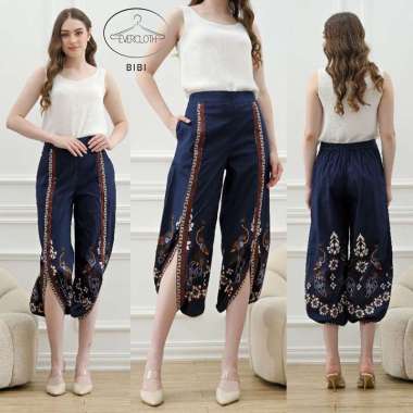 Evercloth Bibi Pants - Celana Batik Panjang Wanita Bawahan Batik NAVY