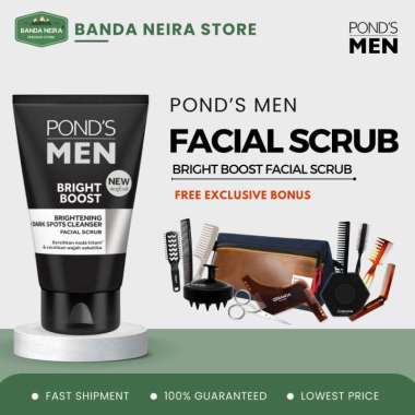 POND'S PONDS Men Bright Boost Facial Scrub / Pembersih Wajah Pria - TRI COMB