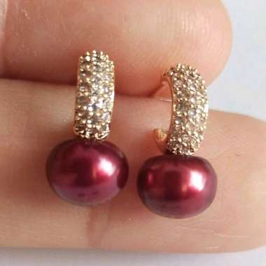 A18 Anting Mutiara Asli Mutiara Air Tawar dari Lombok