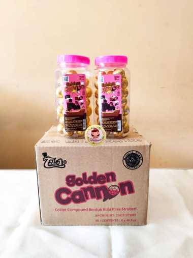 Kartonan Tobelo Golden Canon Coklat Bentuk Bola Rasa Strawberry Isi 6 Toples ( DS Bgr )