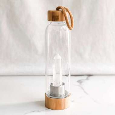 clear quartz crystal infused water bottle