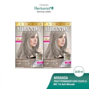 MIRANDA Permanent Hair Color Premium Cat Warna Pewarna Rambut mc-16 ashblonde