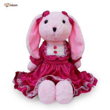 ISTANA BONEKA Mainan Boneka Kelinci Rabbit Warna Pink dengan Kostum Baju Pesta Warna Pink Bahan Halu