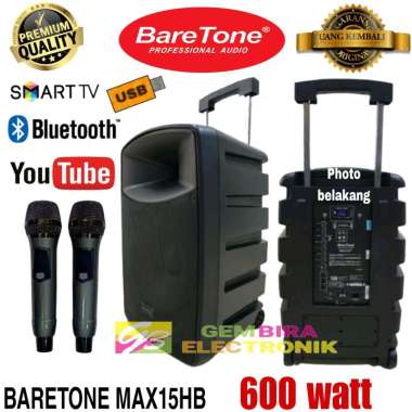 Speaker Aktif Portable Baretone MAX15HB Usb Bluetooth Original 600 watt 15 inch