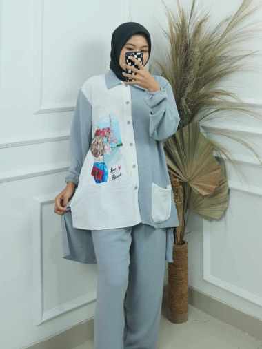 FASHION BAJUTERBARU NAOMI SET M L XL XXL BAJU SETELAN WANITA DEWASA ONE SET CRINKLE AIRFLOW APLIKASI