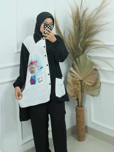 FASHION BAJUTERBARU NAOMI SET M L XL XXL BAJU SETELAN WANITA DEWASA ONE SET CRINKLE AIRFLOW APLIKASI