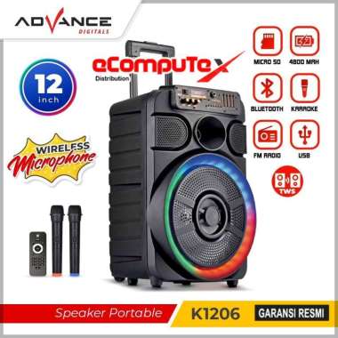 SPEAKER KARAOKE ADVANCE 12" K-1206 SPEAKER BLUETOOTH KARAOKE 12 INCH K1206