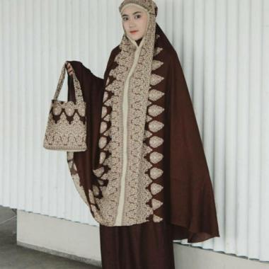 Mukena Jumbo Tazbiya Elegant Craft Mukena Rayon Jumbo Premium jumbo brown