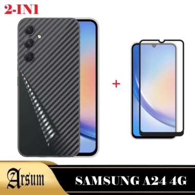 Promo Paket 2in1 Garskin Skin Carbon Samsung A24 4G 2023 Free Tempered Glass Layar 2in1 SamA244G