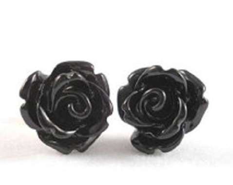 Anting Bunga Hitam / Anting Mawar Hitam / Anting Korea / Anting Hitam Ungu