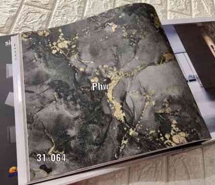 WALLPAPER DINDING MOTIF BATU GRANIT HITAM ABU