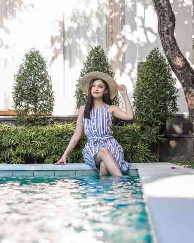 ELLIPSESINC Dress Salur Wanita / Alice Summer Dress L BIRU TUA