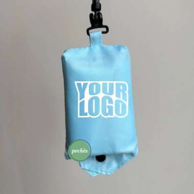 CUSTOM TAS BELANJA LIPAT SABLON LOGO NAMA/TAS LIPAT HOOK MEDIUM POCHES Biru Muda