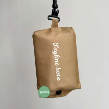 CUSTOM TAS BELANJA LIPAT SABLON LOGO NAMA/TAS LIPAT HOOK MEDIUM POCHES Cokelat