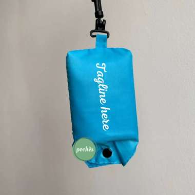 CUSTOM TAS BELANJA LIPAT SABLON LOGO NAMA/TAS LIPAT HOOK MEDIUM POCHES Biru Laut