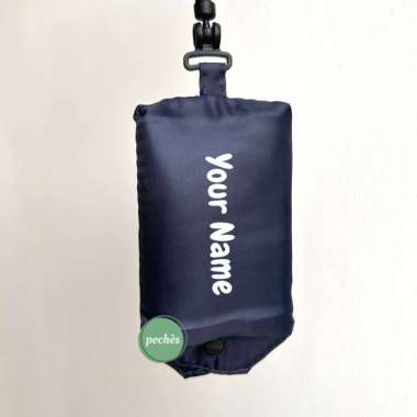 CUSTOM TAS BELANJA LIPAT SABLON LOGO NAMA/TAS LIPAT HOOK MEDIUM POCHES Navy