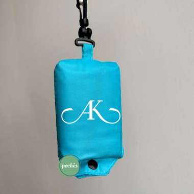 CUSTOM TAS BELANJA LIPAT SABLON LOGO NAMA/TAS LIPAT HOOK MEDIUM POCHES Biru Langit