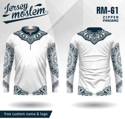Baju koko batik lengan panjang pria kaos lebaran islami PUTIH XXXL