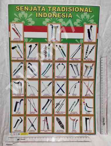 Poster Senjata Tradisional Adat Khas Daerah Propinsi Nusantara & Poster Lainnya per 5lembar READY ST