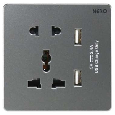 Nero Saklar / Stopkontak Casa X2 GREY Usb