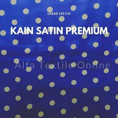 Kain Satin Kapas Motif Polkadot Biru