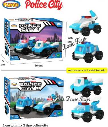 Mainan Anak Lego Mobil Fire Rescue / Kontruksi / Mobil Polisi Playgo Biru