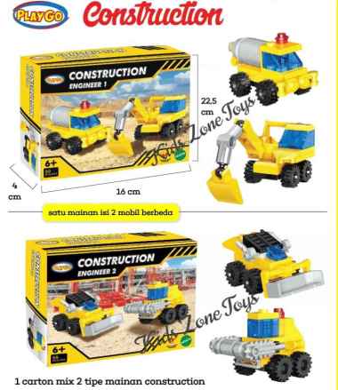 Mainan Anak Lego Mobil Fire Rescue / Kontruksi / Mobil Polisi Playgo Kuning