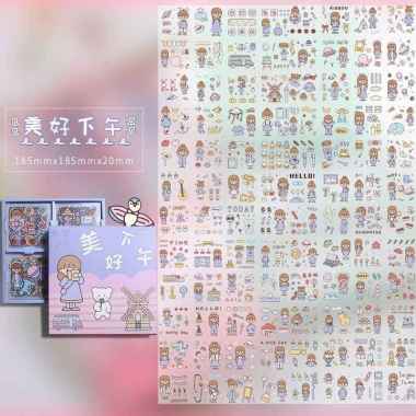 100pcs Korean Aesthetic Cute PET Waterproof Sticker Stiker Korea Lucu Purple Kincir