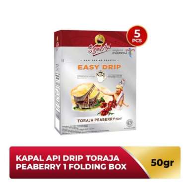 Promo Harga KAPAL API Kopi Easy Drip Toraja Peaberry per 5 pcs 10 gr - Blibli