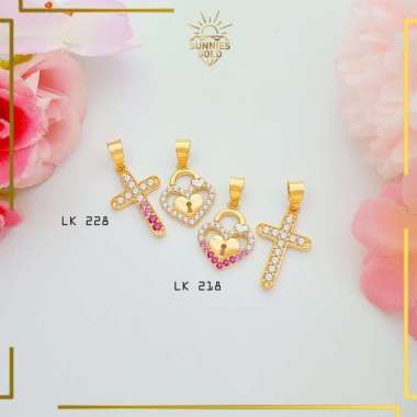 LIONTIN SALIB EMAS ASLI KADAR 16K DAN KADAR 8K DAN LIONTIN GEMBOK CINTA LIONTIN EMAS LK 228 8K/375