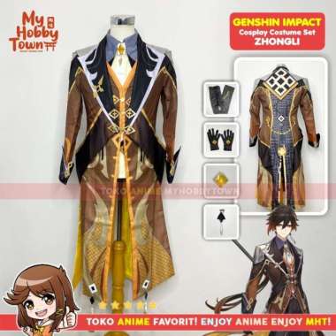 Kostum Cosplay Anime Game Genshin Impact Zhongli M
