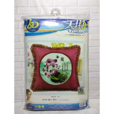 Paket Sulam Kristik TIMKEE 65002 Sarung Bantal Bunga Orchid Anggrek
