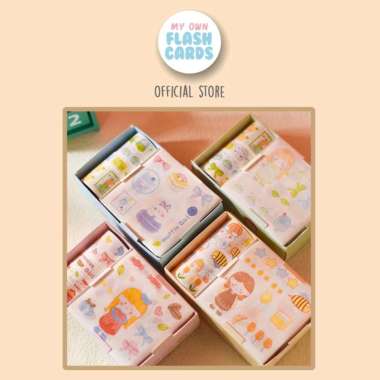 Set Cute Korean Sticker and Washi Tape Decoration Stiker Lucu Selotip Blue