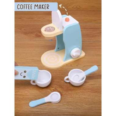 Mainan Anak Wooden Kitchen Set Juicer Mixer Coffee Bread Maker Coffee Maker
