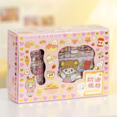 Stiker Box Mini 10 Lembar Dan 4 Roll TZ42 - Motif Kartun Korea Box PVC Anti Air Sticker Decorasi PAC