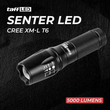 PROMO!!! SENTER MINI TaffLED Senter LED Cree XM-L T6 26650 5000 Lumens - E97 HITAM